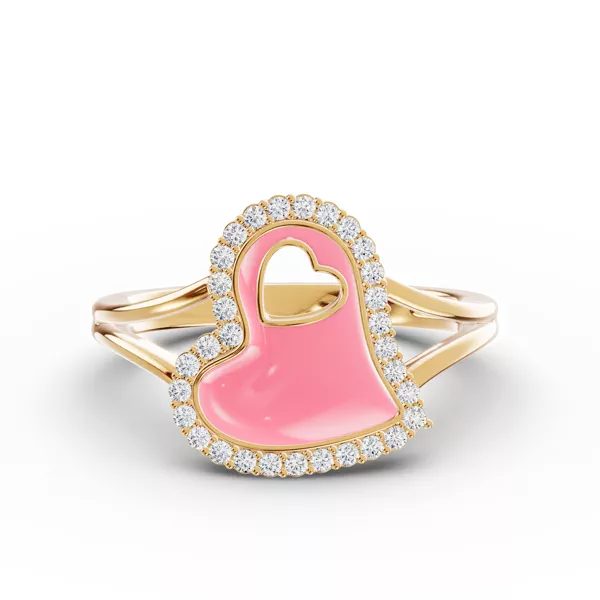 Cherish Pink Lab Pavé Heart Ring