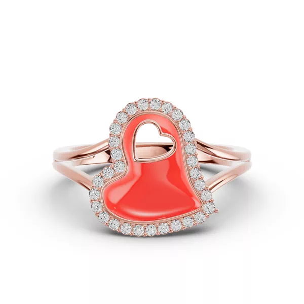 Cherish Red Lab Pavé Heart Ring