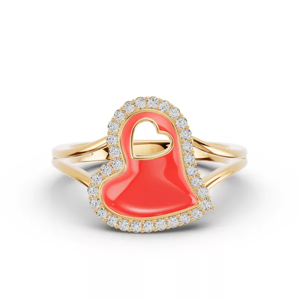 Cherish Red Lab Pavé Heart Ring