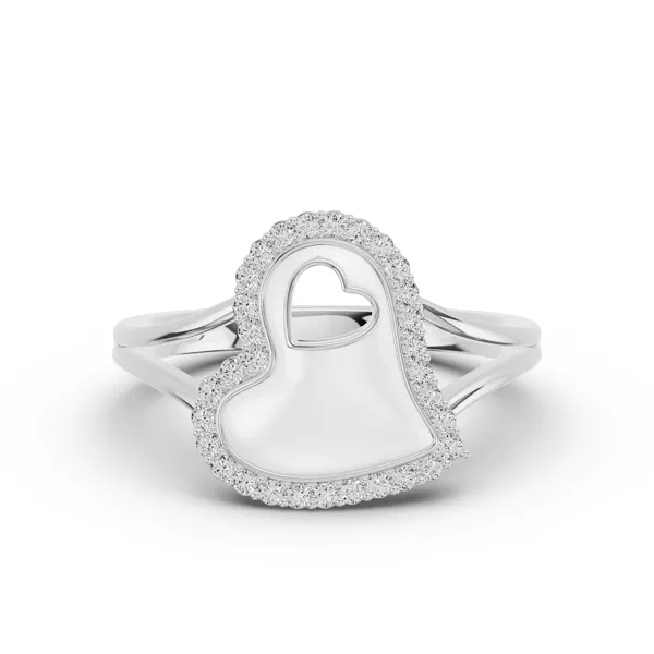Cherish White Pavé Heart Ring