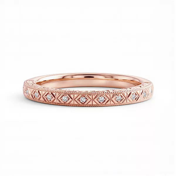 Valen Engraved Milgrain Diamond Band