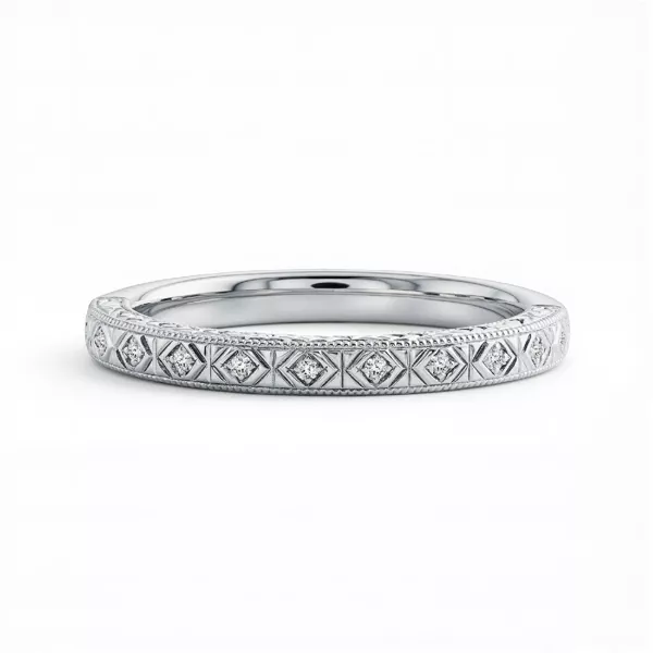 Valen Engraved Milgrain Diamond Band