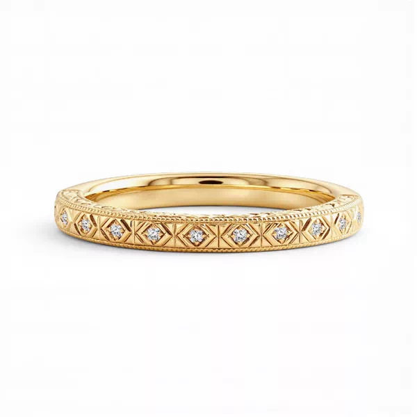 Valen Engraved Milgrain Diamond Band