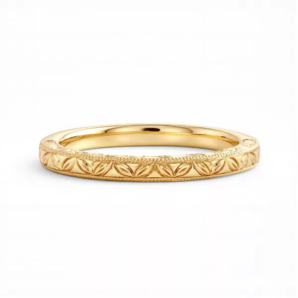 Petal Engraved Milgrain Band