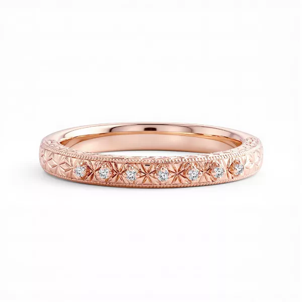 Isadora Engraved Milgrain Lab Pavé Band
