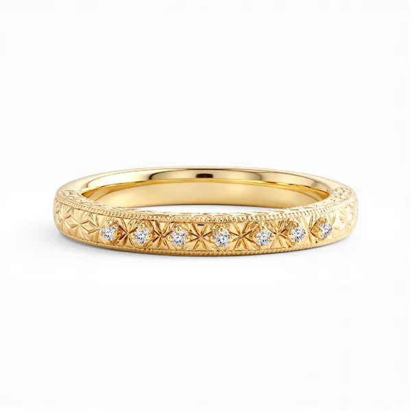 Isadora Engraved Milgrain Pavé Band