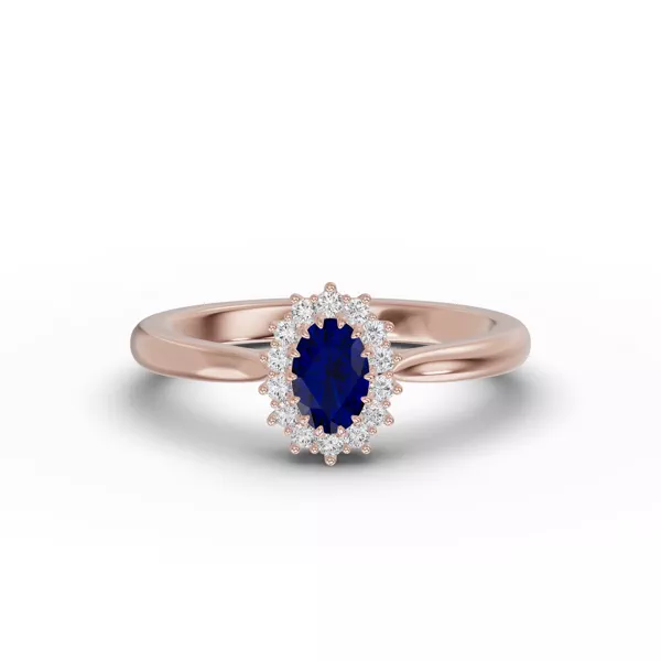 Iconic Oval Sapphire & Lab Diamond Halo Ring (6x4mm)