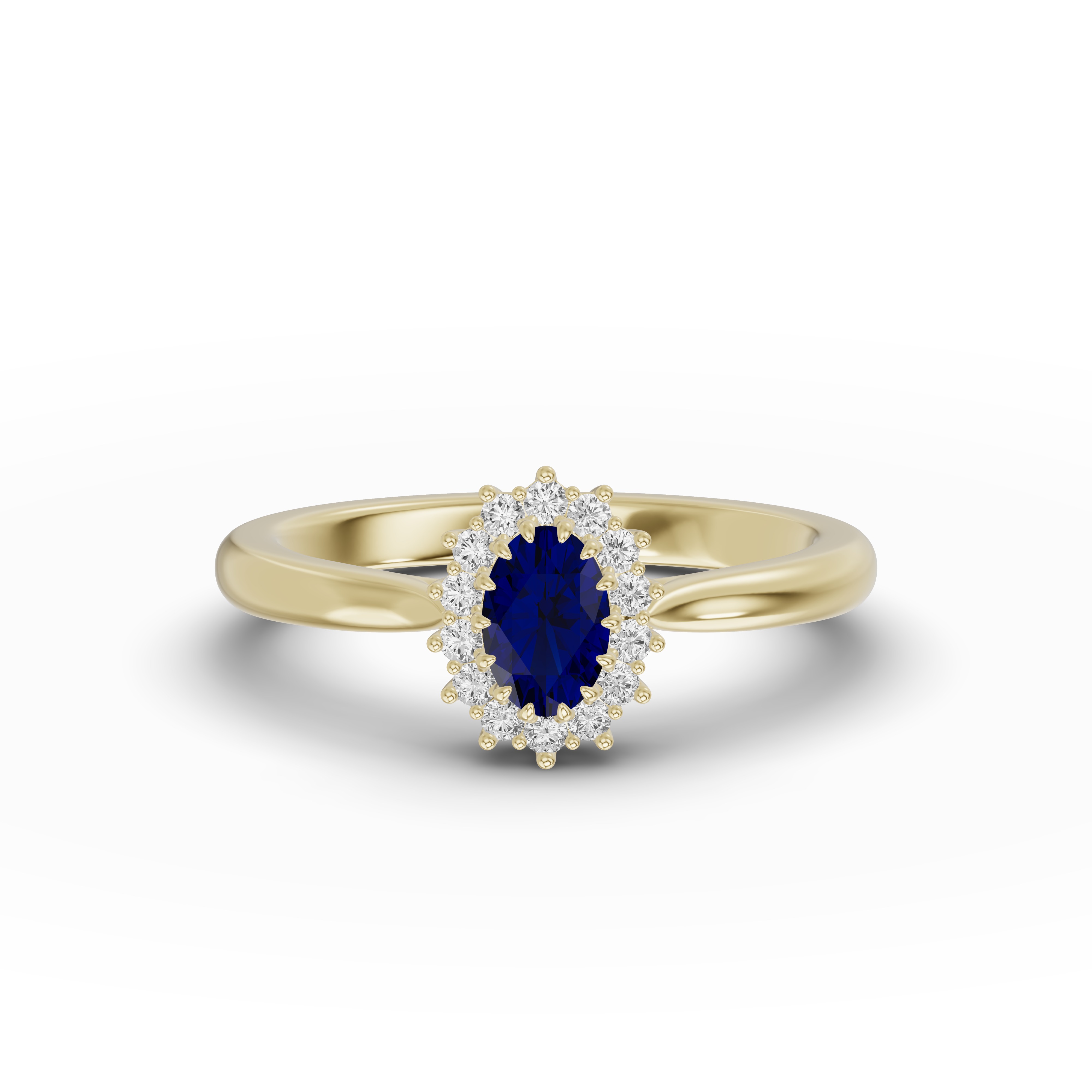 Iconic Oval Sapphire & Lab Diamond Halo Ring (6x4mm)