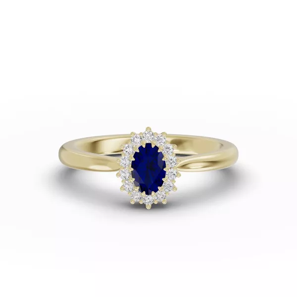 Iconic Oval Sapphire & Diamond Halo Ring (6x4mm)