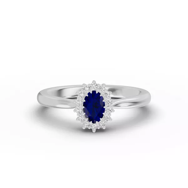 Iconic Oval Sapphire & Diamond Halo Ring (6x4mm)