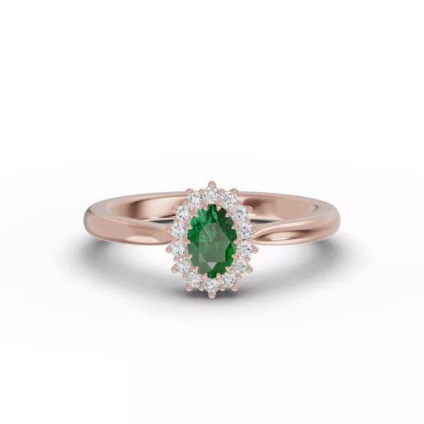 Iconic Oval Emerald & Diamond Halo Ring (6x4mm)