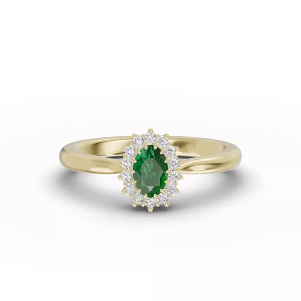 Iconic Oval Emerald & Diamond Halo Ring (6x4mm)