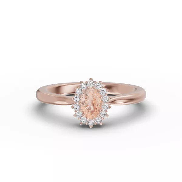 Iconic Oval Morganite & Diamond Halo Ring (6x4mm)