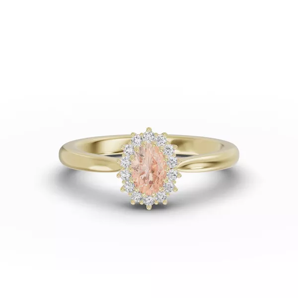 Iconic Oval Morganite & Lab Diamond Halo Ring (6x4mm)