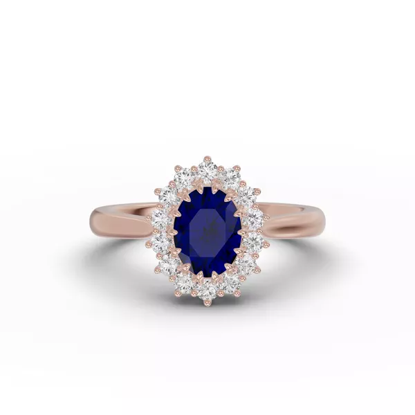 Iconic Oval Sapphire & Lab Diamond Halo Ring (8x6mm)