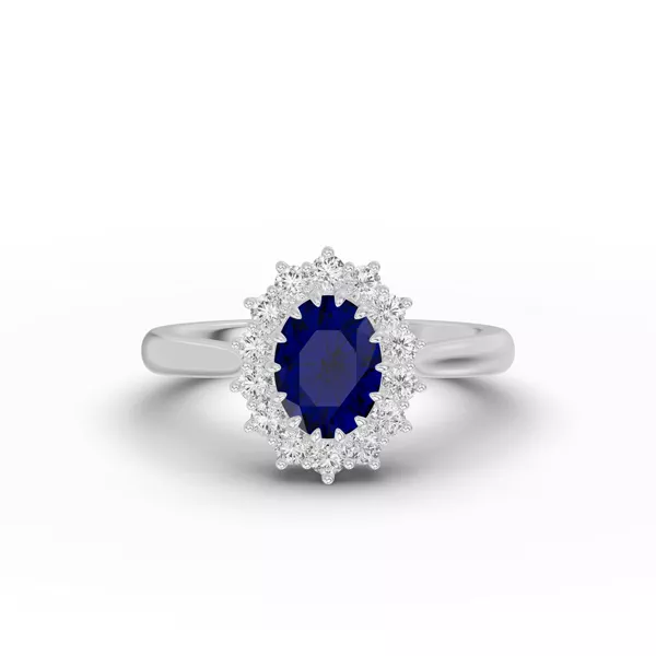 Iconic Oval Sapphire & Diamond Halo Ring (8x6mm)