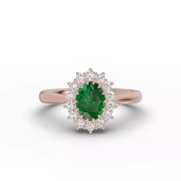 Iconic Oval Emerald & Lab Diamond Halo Ring (8x6mm)