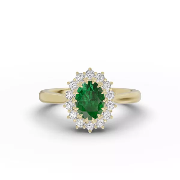 Iconic Oval Emerald & Lab Diamond Halo Ring (8x6mm)