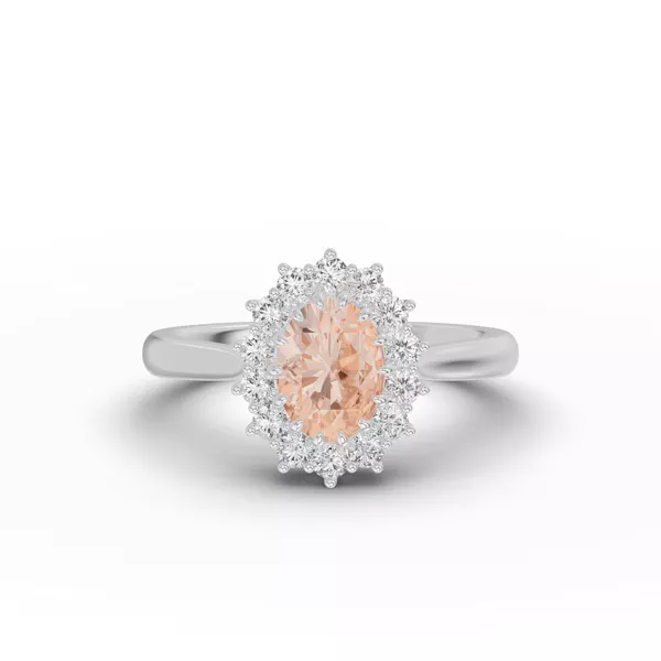 Iconic Oval Morganite & Diamond Halo Ring (8x6mm)