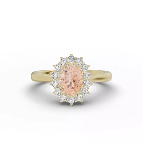 Iconic Oval Morganite & Lab Diamond Halo Ring (8x6mm)