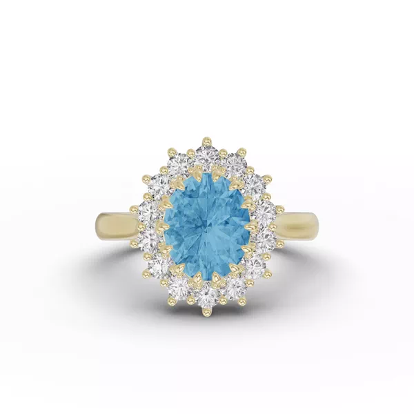 Iconic Oval Aquamarine & Diamond Halo Ring (10x8mm)