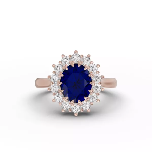 Iconic Oval Sapphire & Lab Diamond Halo Ring (10x8mm)