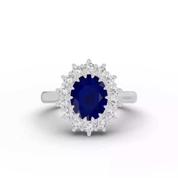 Iconic Oval Sapphire & Diamond Halo Ring (10x8mm)