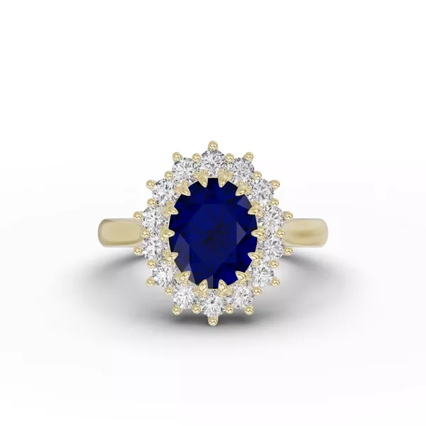 Iconic Oval Sapphire & Lab Diamond Halo Ring (10x8mm)