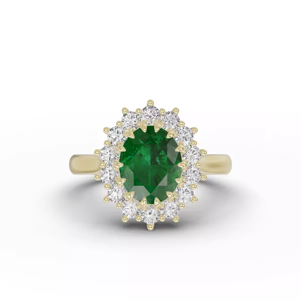 Iconic Oval Emerald & Lab Diamond Halo Ring (10x8mm)