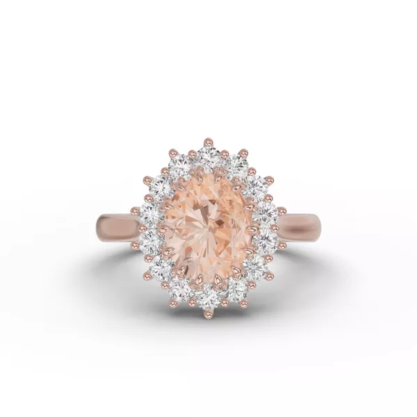 Iconic Oval Morganite & Diamond Halo Ring (10x8mm)