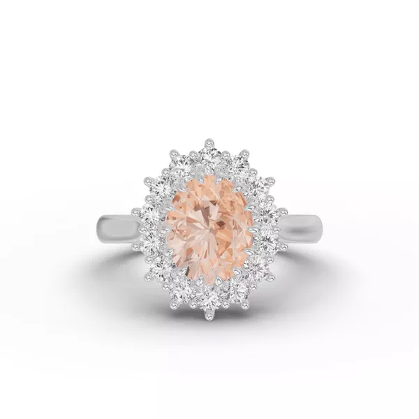 Iconic Oval Morganite & Diamond Halo Ring (10x8mm)