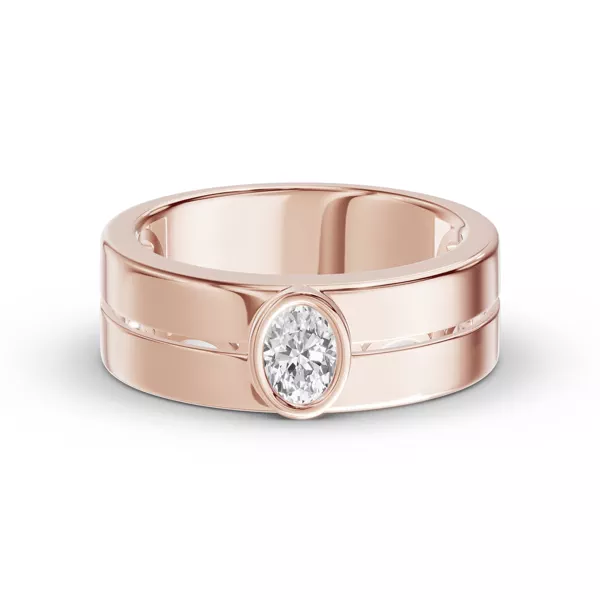 Grooved Oval Lab Diamond Bezel Band (.50 ct.)