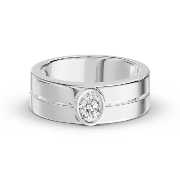 Grooved Oval Lab Diamond Bezel Band (.50 ct.)