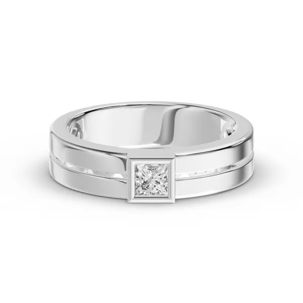 Grooved Princess-Cut Lab Diamond Bezel Band (.50 ct.)