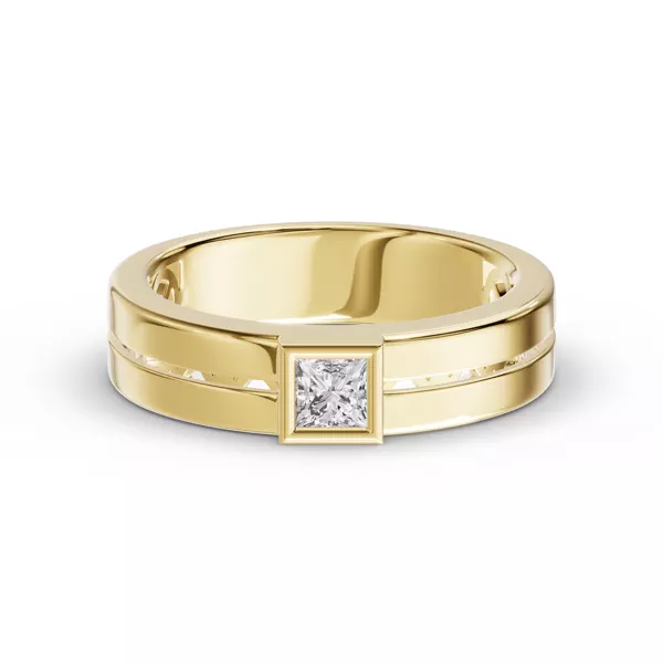 Grooved Princess-Cut Lab Diamond Bezel Band (.50 ct.)