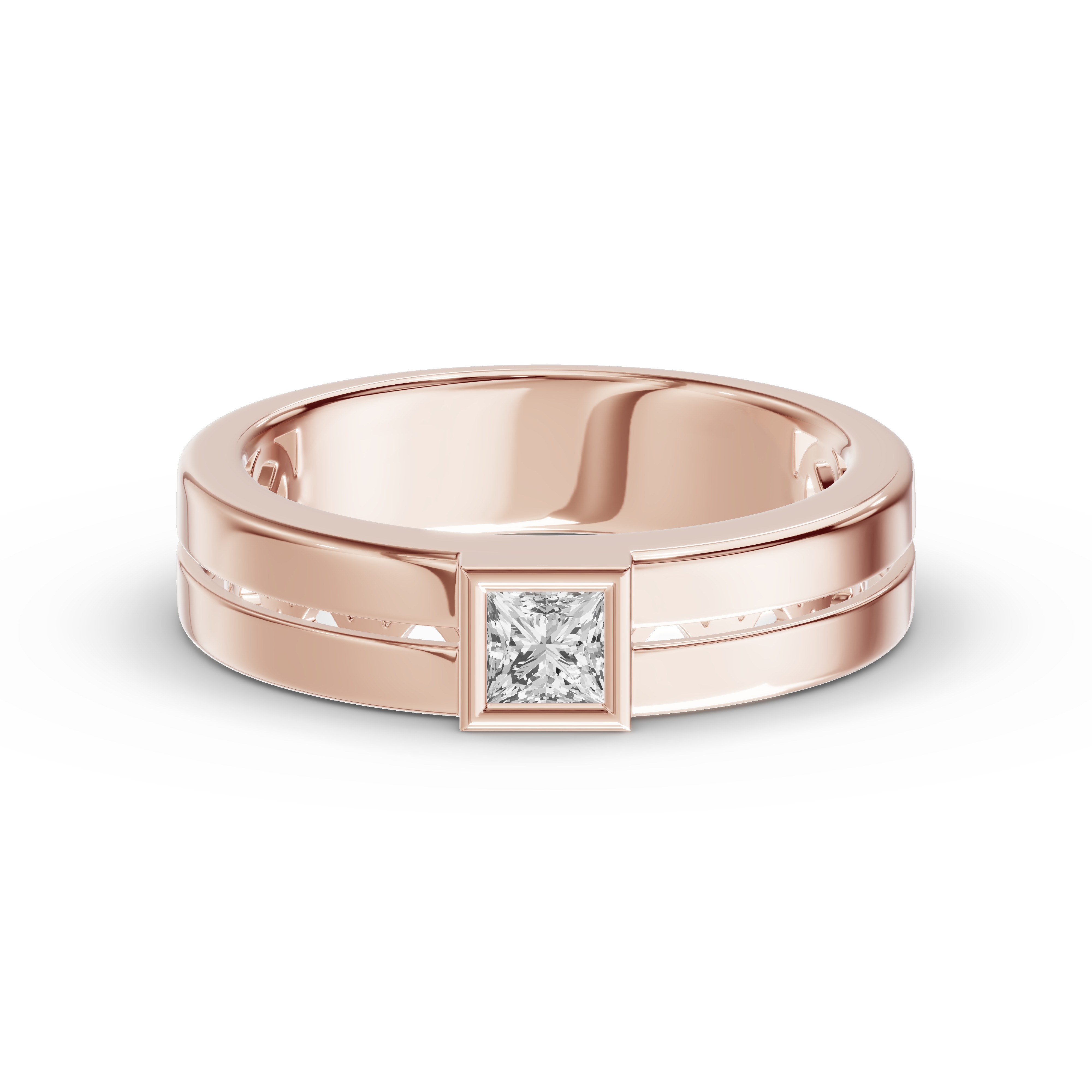 Grooved Princess-Cut Lab Diamond Bezel Band (.50 ct.)