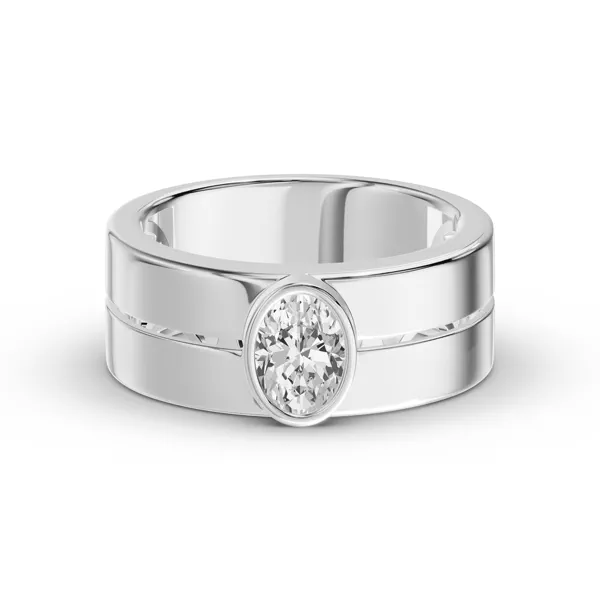 Grooved Oval Lab Diamond Bezel Band (1.00 ct.)