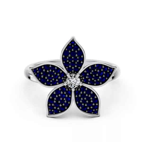 Fleur Pavé Lab Sapphire Ring
