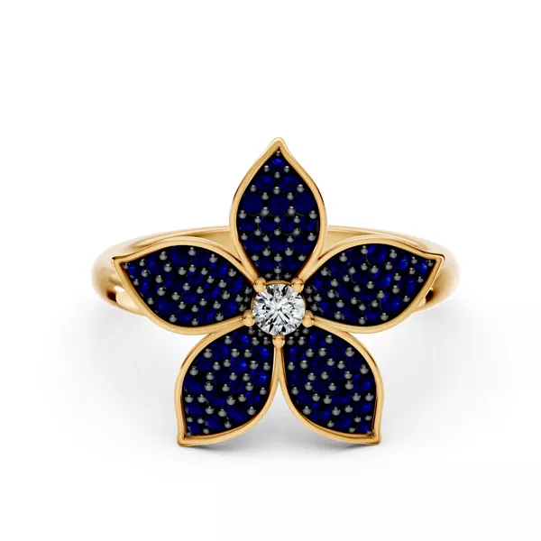 Fleur Pavé Lab Sapphire Ring