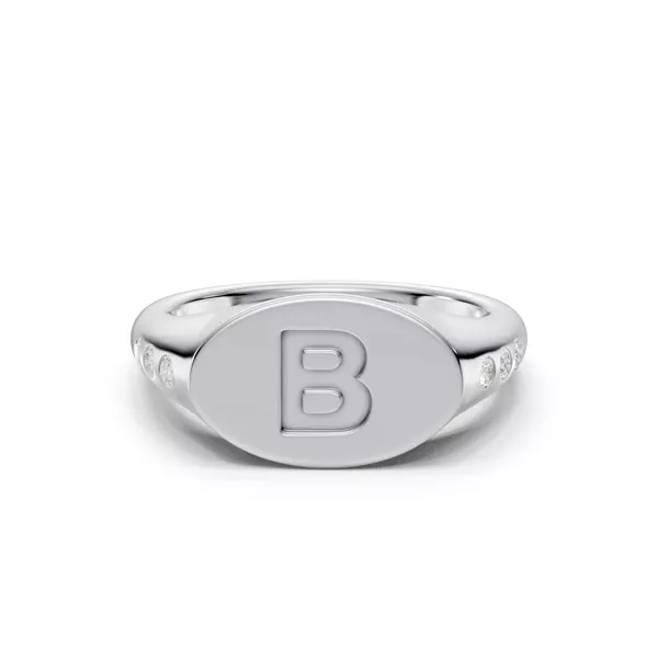 Initial Signet Lab Diamond Accent Ring - B