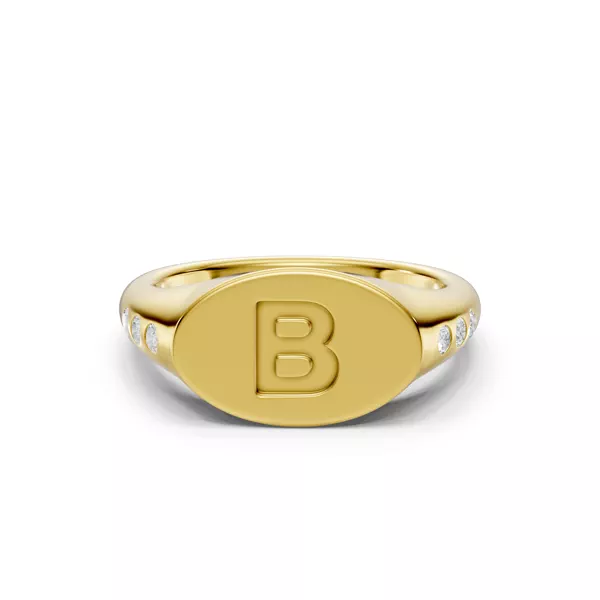 Initial Signet Lab Diamond Accent Ring - B