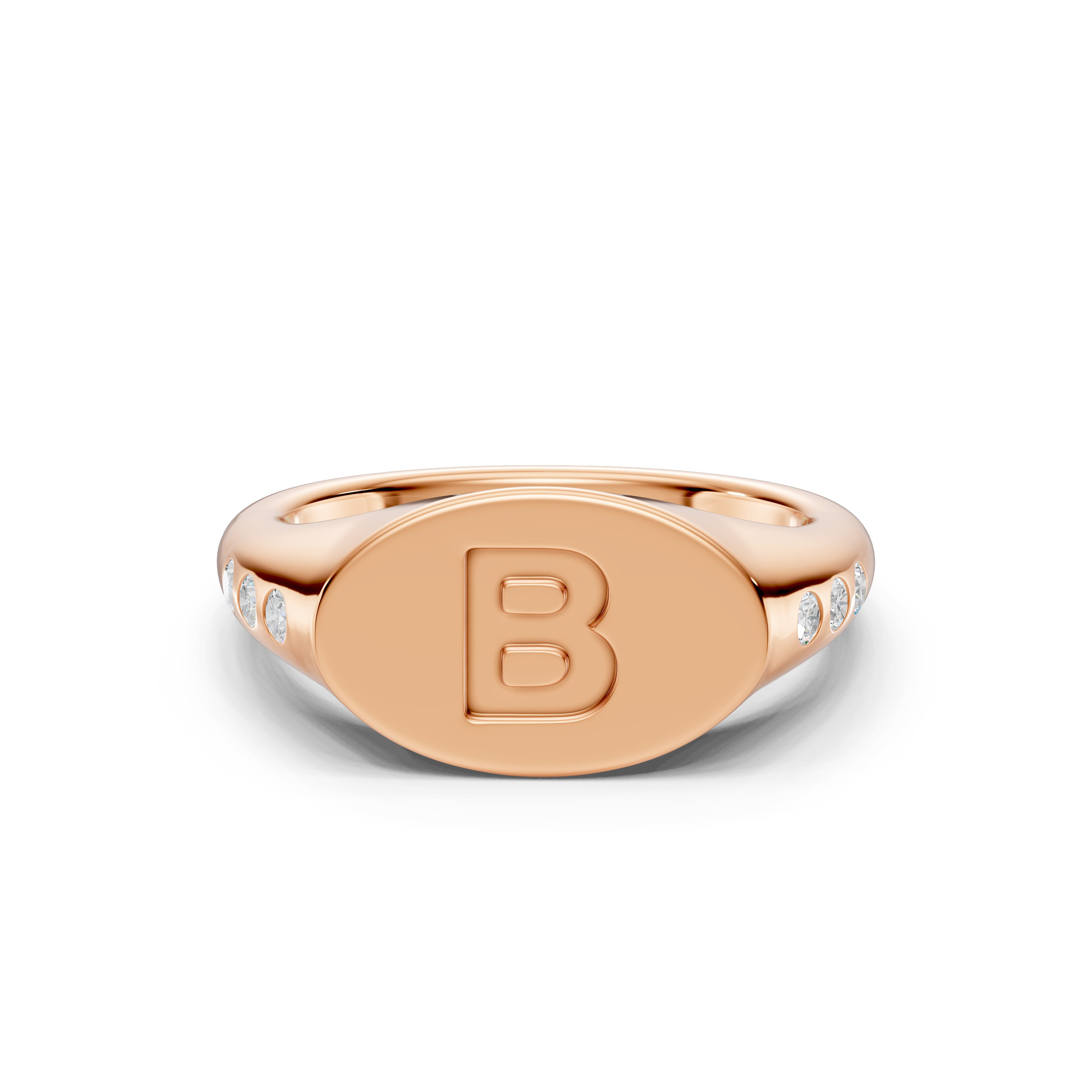 Initial Signet Lab Diamond Accent Ring - B