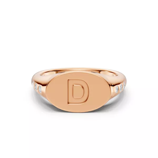 Initial Signet Diamond Accent Ring - D