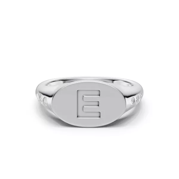 Initial Signet Lab Diamond Accent Ring - E