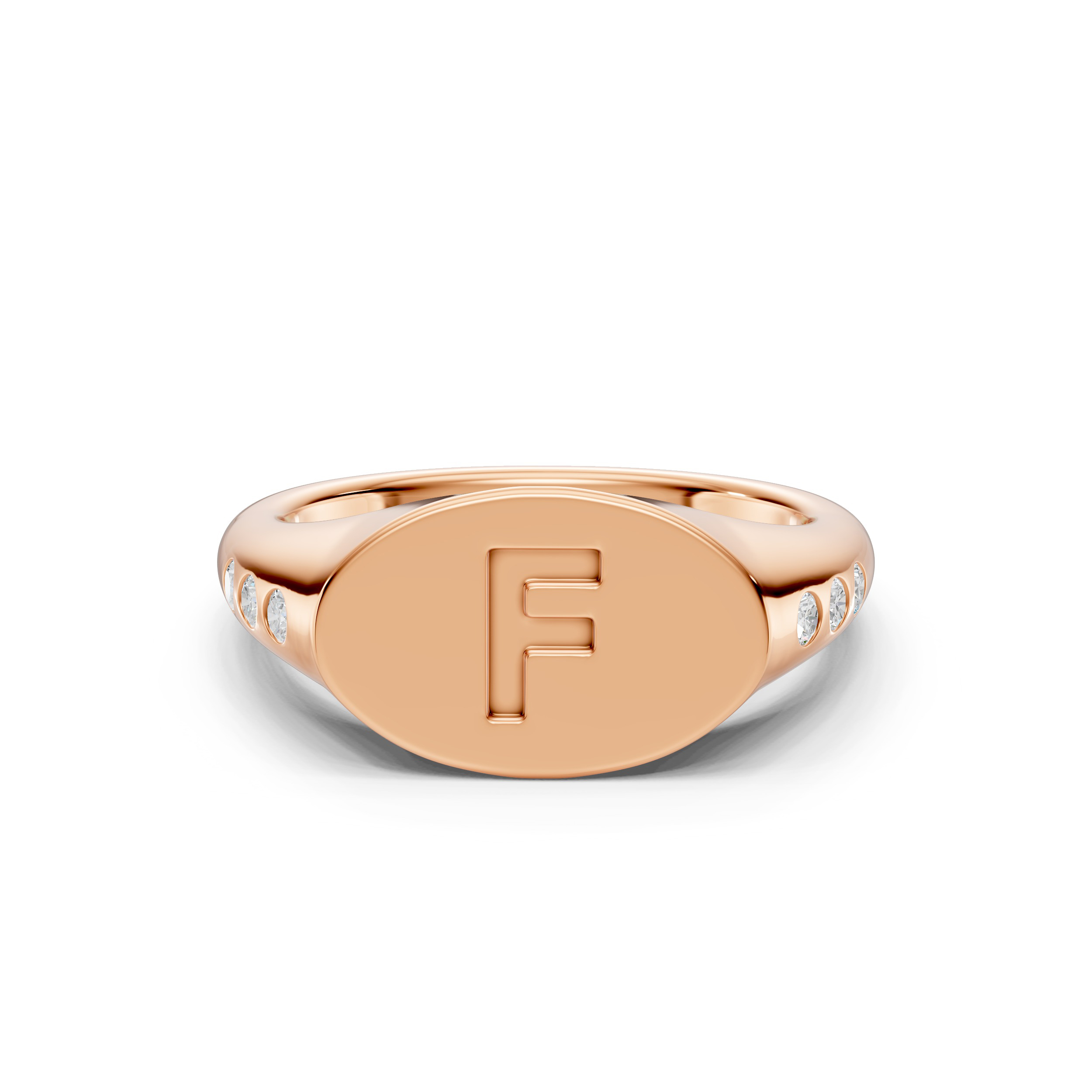 Initial Signet Diamond Accent Ring - F