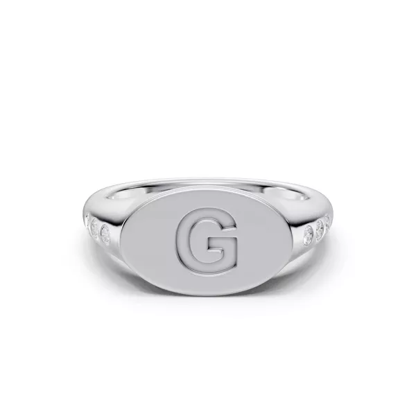 Initial Signet Diamond Accent Ring - G