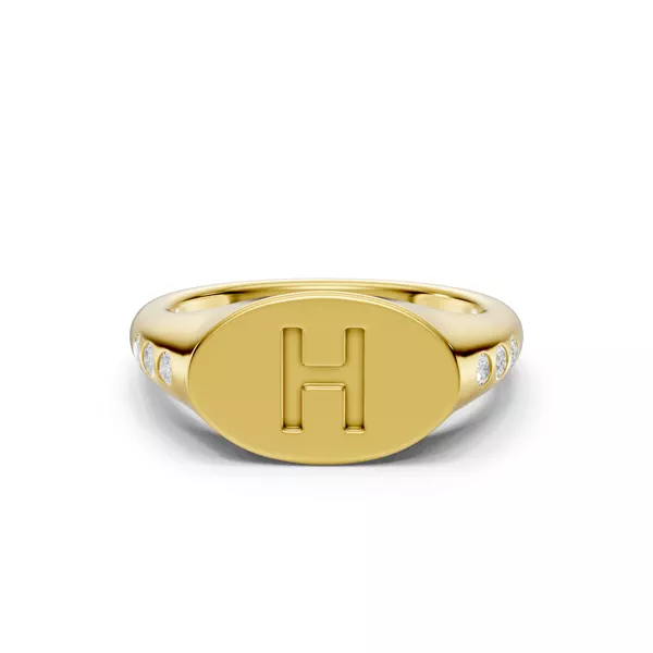 Initial Signet Lab Diamond Accent Ring - H