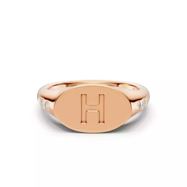 Initial Signet Diamond Accent Ring - H