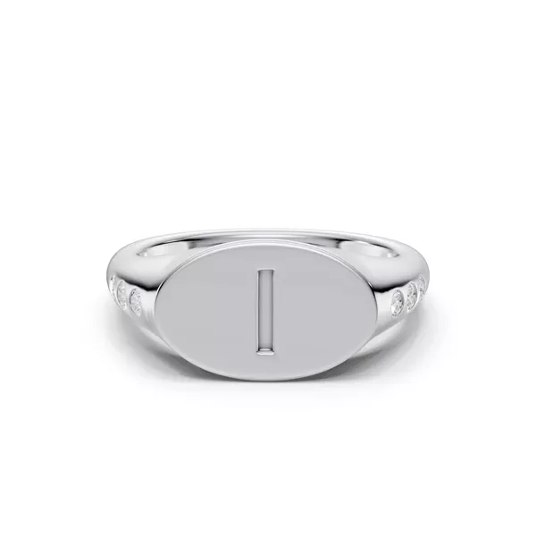 Initial Signet Lab Diamond Accent Ring - I