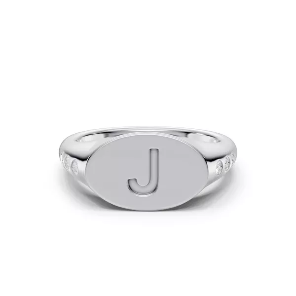 Initial Signet Lab Diamond Accent Ring - J